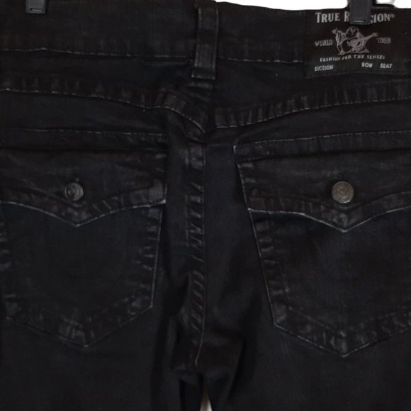 True Religion Ricky Relaxed Straight Black Denim Jeans Mens Size 33 - Picture 10 of 10